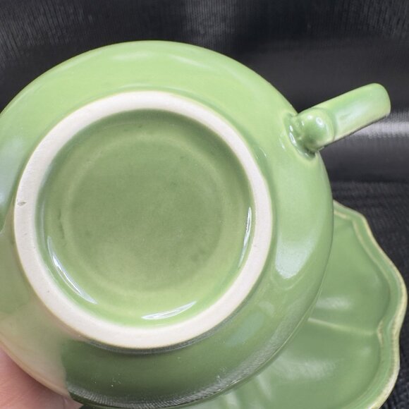 Pierre Deux Green Teacup And Saucer Set Ceramic Made In Portugal Cup Plate Set - Picture 9 of 16